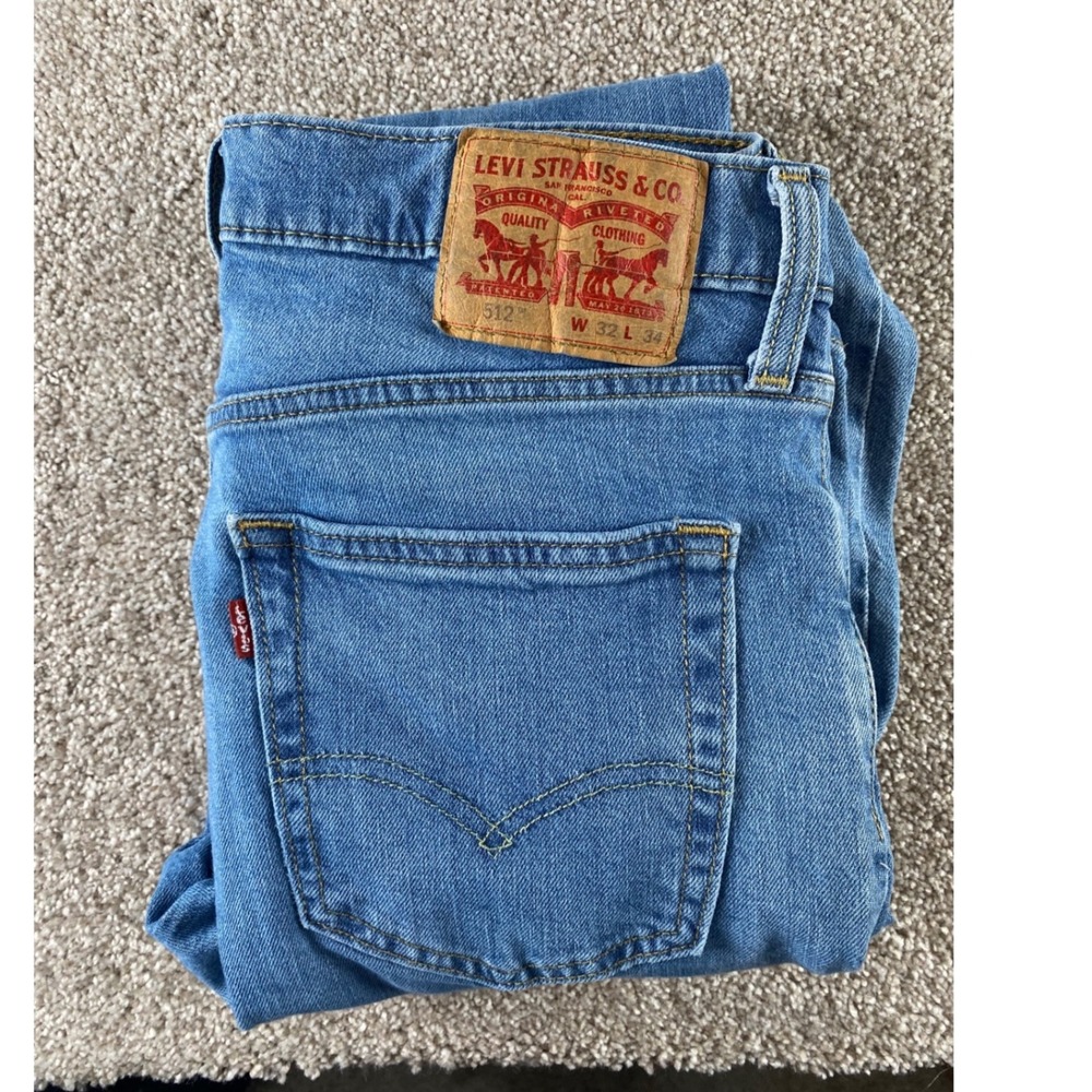 Levis 512 Slim Taper Jeans Mens 32x34 Medium Wash Blue Denim Pants Skater Y2K